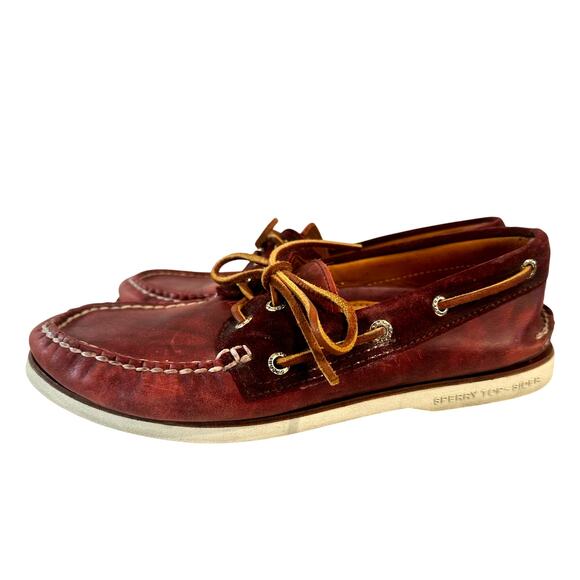 Sperry Top-Sider Mens 8.5 M Gold Cup STS15887 Suede Multitone Crimson Red Brown - Picture 3 of 7
